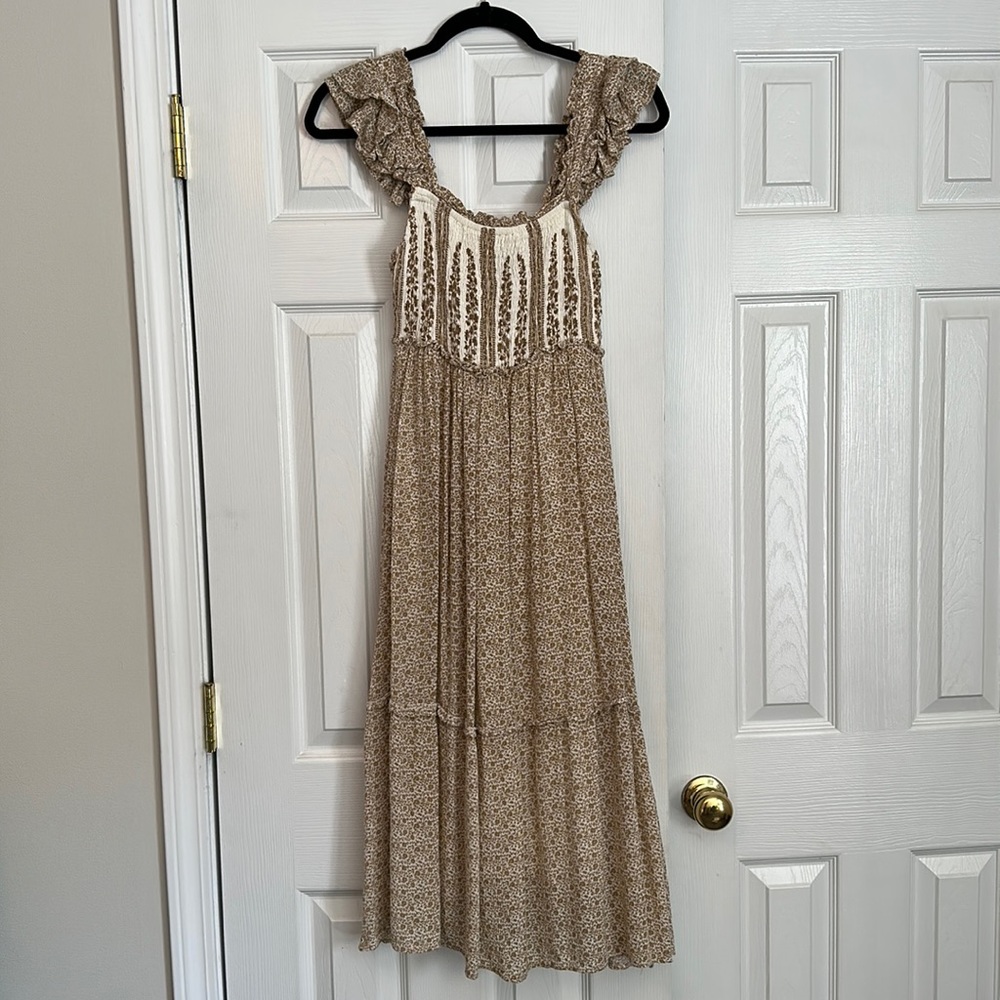 Boho Beige Midi Dress